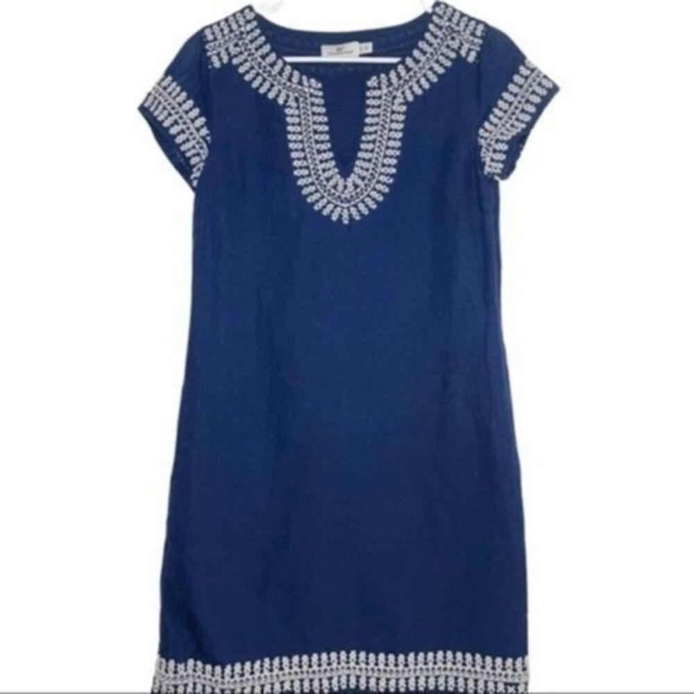 Vineyard Vines Embroidered Navy Dress